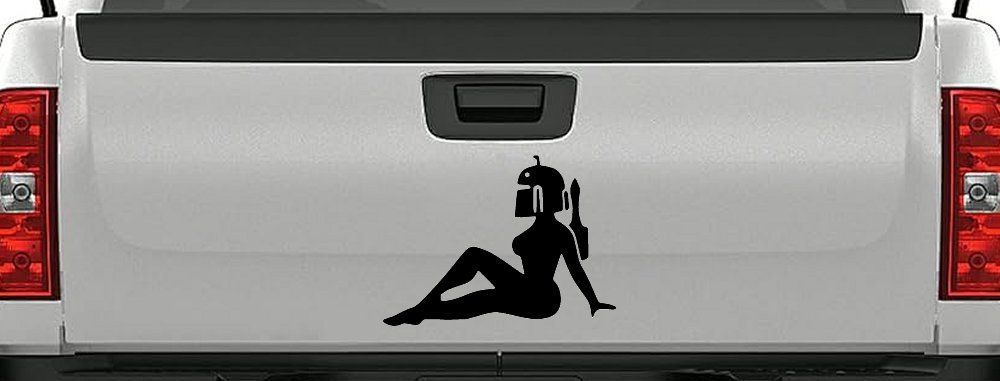 Boba Fett Mudflap Girl Sci Fi Car or Truck Window Vinyl Decal Sticker (Matte Black)