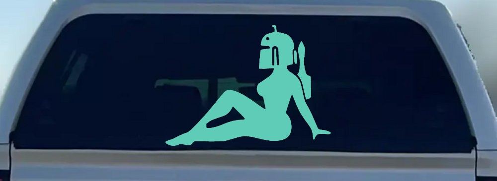Boba Fett Mudflap Girl Sci Fi Car or Truck Window Decal Sticker