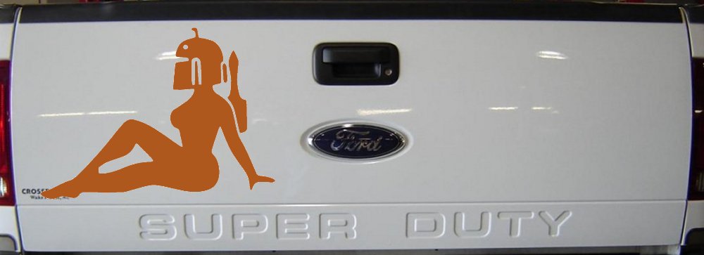 Boba Fett Mudflap Girl Sci Fi Car or Truck Window Decal Sticker (Nut Brown)