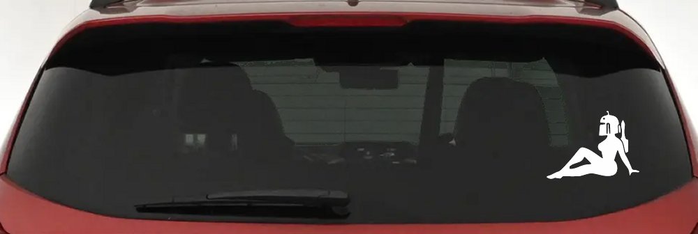 Boba Fett Mudflap Girl Sci Fi Car or Truck Window Decal Sticker (White)