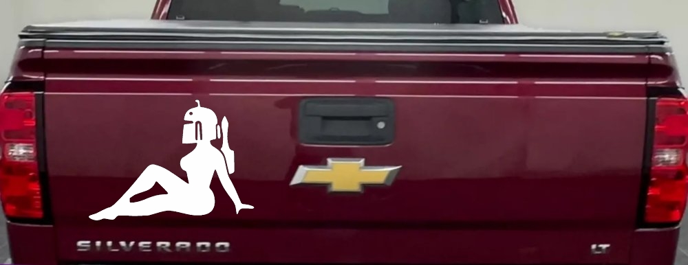 Boba Fett Mudflap Girl Sci Fi Car or Truck Window Decal Sticker