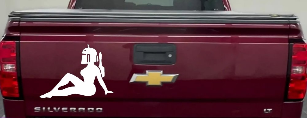 Boba Fett Mudflap Girl Sci Fi Car or Truck Window Decal Sticker
