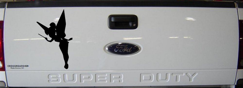 Tinkerbell Tinker Bell Flying with Wand Fairy Tale Cartoons Car or Truck Window Vinyl Decal Sticker (Black)