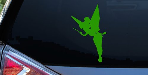 Tinkerbell Tinker Bell Flying with Wand Fairy Tale Cartoons Car or Truck Window Decal Sticker (Lime)