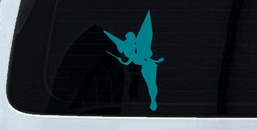 Tinkerbell Tinker Bell Flying with Wand Fairy Tale Cartoons Car or Truck Window Decal Sticker (Turquoise Blue)