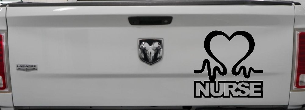 Nurse Heart in Heart Beat Car or Truck Window Decal Sticker (Black)