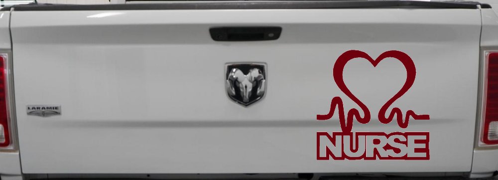 Nurse Heart in Heart Beat Car or Truck Window Decal Sticker (Burgundy)