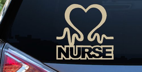 Nurse Heart in Heart Beat Car or Truck Window Decal Sticker (Desert Sand)