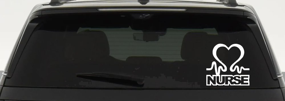 Nurse Heart in Heart Beat Car or Truck Window Vinyl Decal Sticker (White)