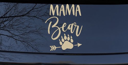 Mama Bear with Paw and Arrow Car or Truck Window Decal Sticker (Desert Sand)