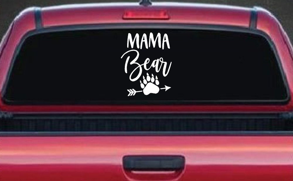 Mama Bear with Paw and Arrow Car or Truck Window Decal Sticker