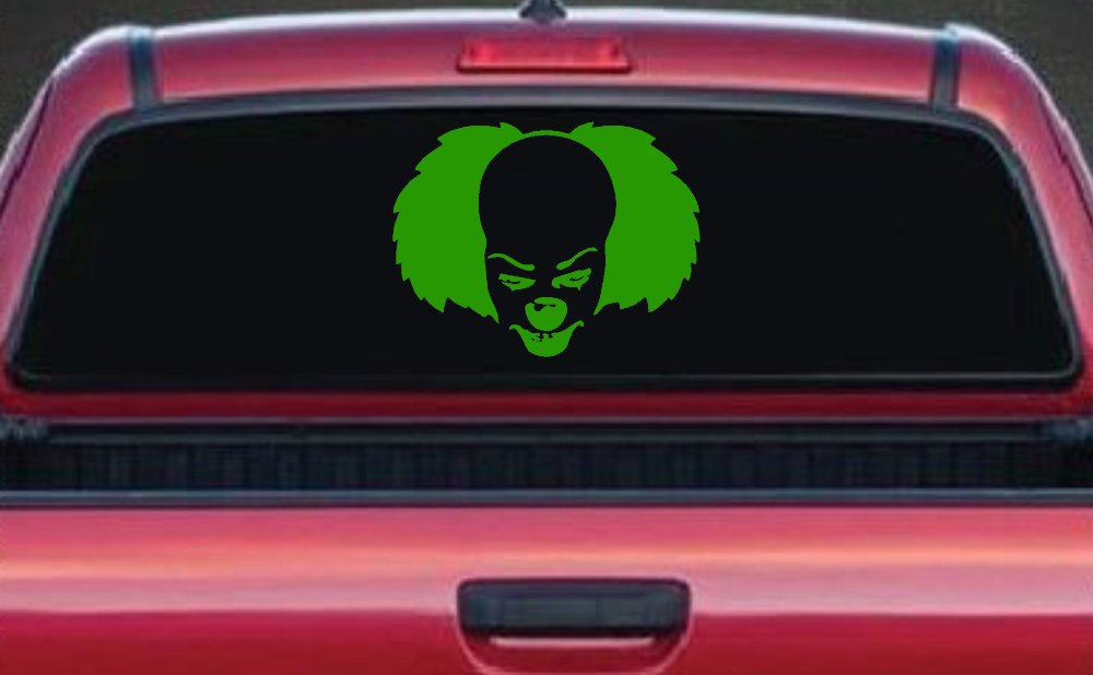 Pennywise the It Clown Sci Fi Car or Truck Window Decal Sticker (Lime)