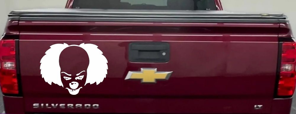 Pennywise the It Clown Sci Fi Car or Truck Window Decal Sticker (White)