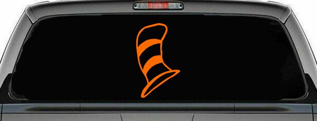 Dr Seuss Cat in the Hat Cartoons Car or Truck Window Decal Sticker (Orange)