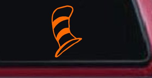 Dr Seuss Cat in the Hat Cartoons Car or Truck Window Decal Sticker (Orange)