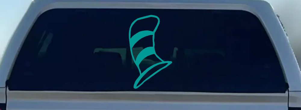 Dr Seuss Cat in the Hat Cartoons Car or Truck Window Decal Sticker (Turquoise)