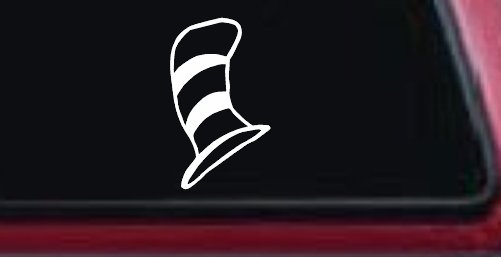 Dr Seuss Cat in the Hat Cartoons Car or Truck Window Decal Sticker (White)