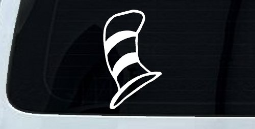Dr Seuss Cat in the Hat Cartoons Car or Truck Window Vinyl Decal Sticker (White)
