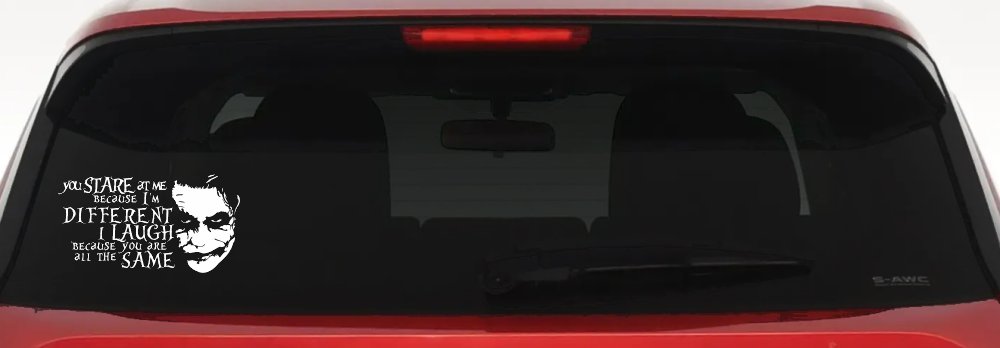 Joker I'm Different You Are All The Same Car or Truck Window Decal Sticker (White)