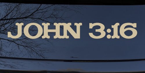 John 3:16 Christian Car or Truck Window Decal Sticker (Desert Sand)