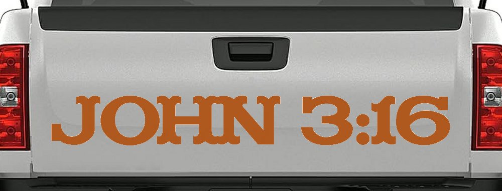 John 3:16 Christian Car or Truck Window Decal Sticker (Nut Brown)
