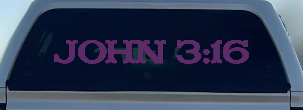 John 3:16 Christian Car or Truck Window Decal Sticker (Violet)
