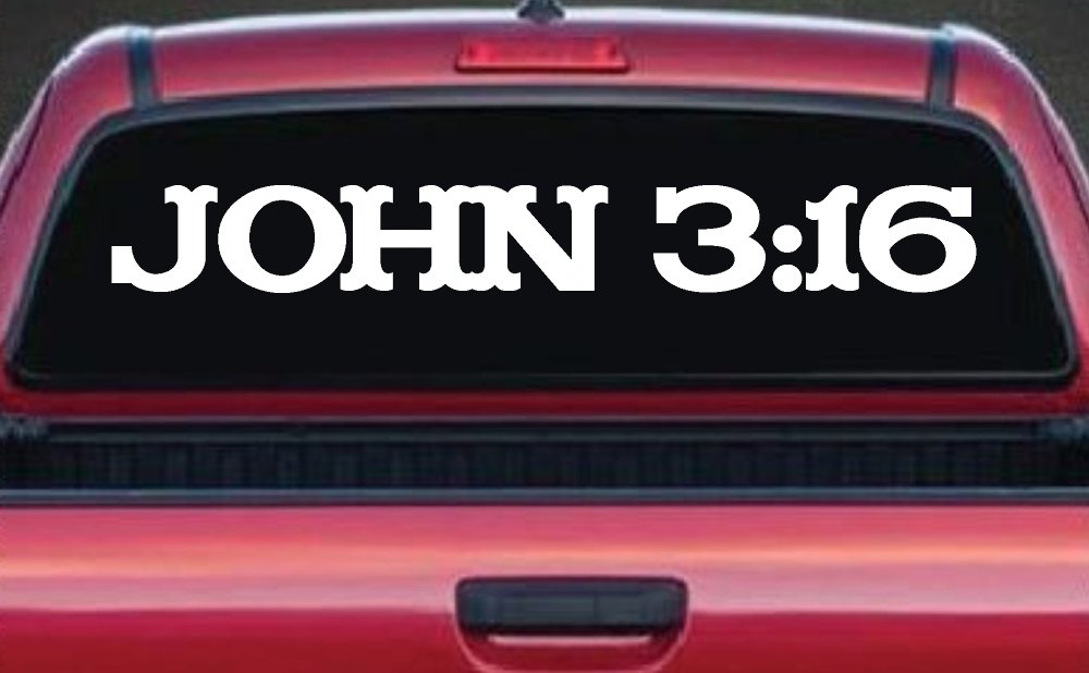 John 3:16 Christian Car or Truck Window Vinyl Decal Sticker (White)