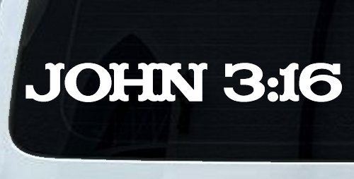 John 3:16 Christian Car or Truck Window Decal Sticker (White)