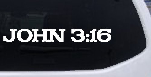 John 3:16 Christian Car or Truck Window Decal Sticker (White)