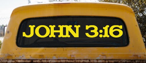 John 3:16 Christian Car or Truck Window Decal Sticker (Yellow)