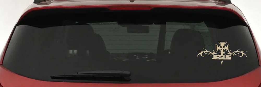 Tribal Barbed Wire Jesus With Cross  Christian Car or Truck Window Decal Sticker