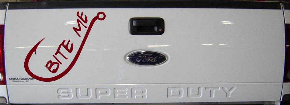 Bite me Funny Fishing Hook Fishing Car or Truck Window Vinyl Decal Sticker (Burgundy)