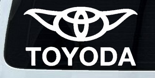 TOYODA Toyota Yoda Funny Car or Truck Window Decal Sticker (White)