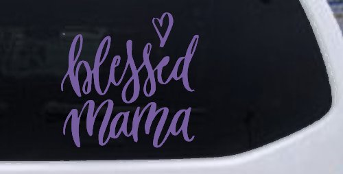 Blessed Mama with Heart Car or Truck Window Decal Sticker (Purple)