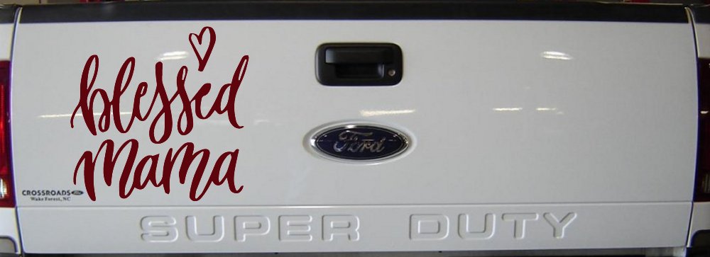 Blessed Mama with Heart Car or Truck Window Decal Sticker (Purple Red)
