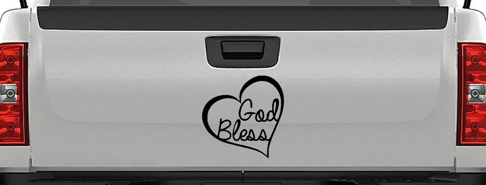 God Bless Inside Heart Christian Car or Truck Window Decal Sticker