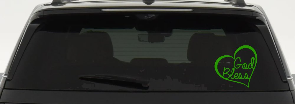 God Bless Inside Heart Christian Car or Truck Window Vinyl Decal Sticker (Lime)