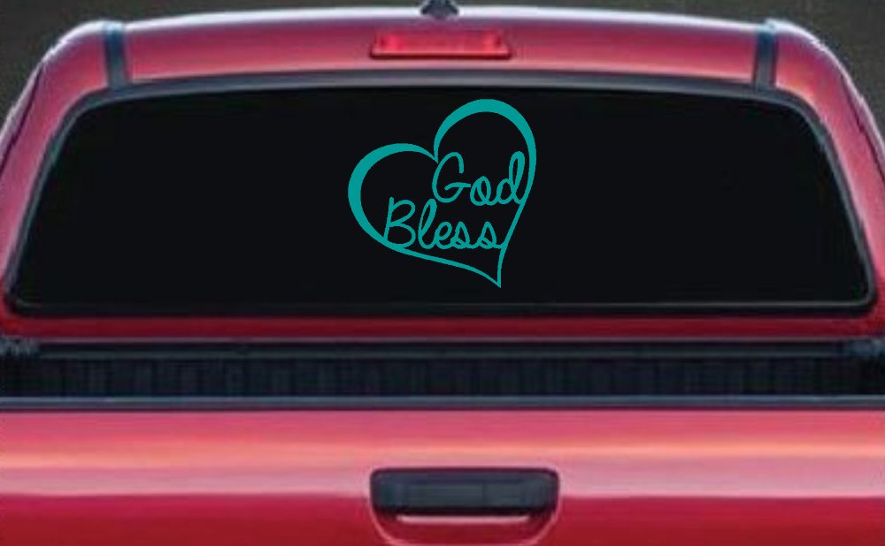 God Bless Inside Heart Christian Car or Truck Window Decal Sticker