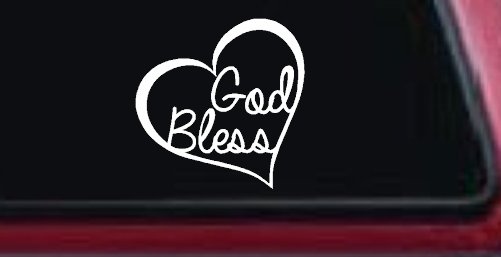 God Bless Inside Heart Christian Car or Truck Window Decal Sticker