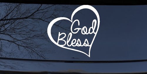 God Bless Inside Heart Christian Car or Truck Window Decal Sticker