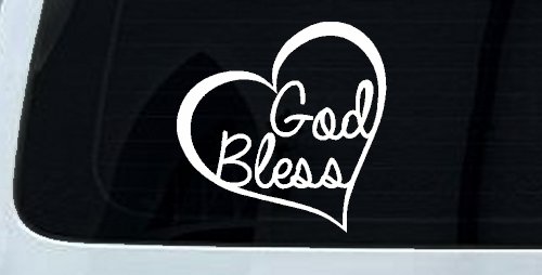 God Bless Inside Heart Christian Car or Truck Window Decal Sticker