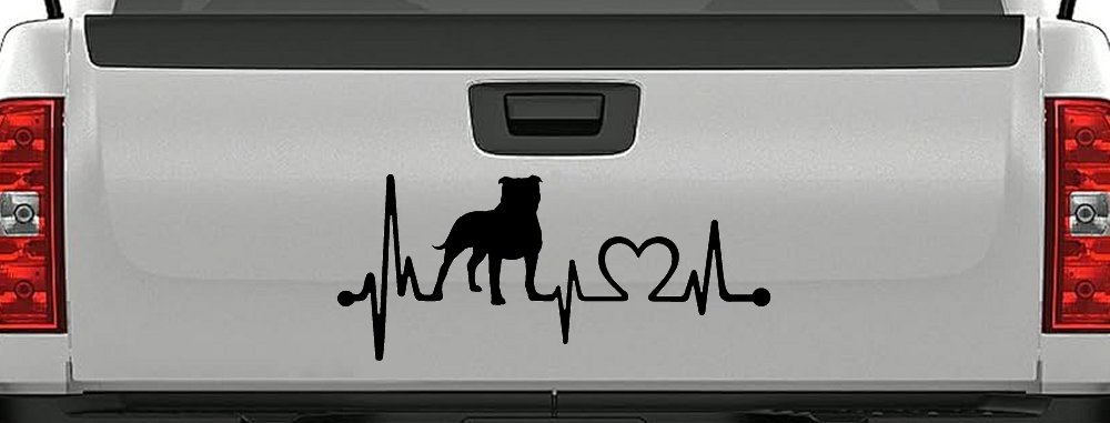 Pit Bull Pitbull Love Heartbeat Lifeline Monitor Car or Truck Window Decal Sticker (Black)