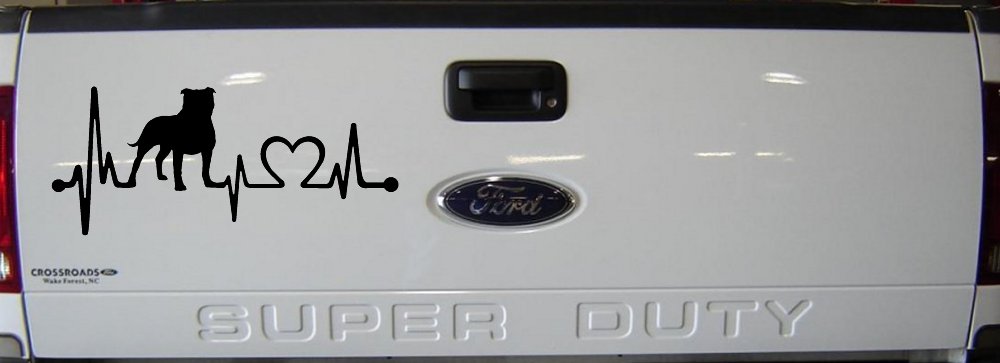Pit Bull Pitbull Love Heartbeat Lifeline Monitor Car or Truck Window Decal Sticker (Black)