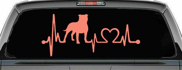 Pit Bull Pitbull Love Heartbeat Lifeline Monitor Car or Truck Window Vinyl Decal Sticker (Coral)