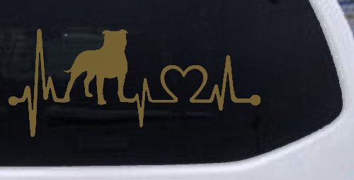 Pit Bull Pitbull Love Heartbeat Lifeline Monitor Car or Truck Window Decal Sticker (Gold)