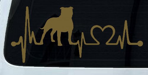 Pit Bull Pitbull Love Heartbeat Lifeline Monitor Car or Truck Window Decal Sticker (Gold)