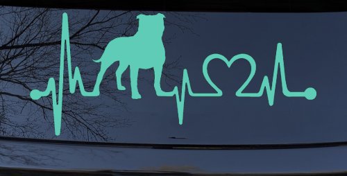 Pit Bull Pitbull Love Heartbeat Lifeline Monitor Car or Truck Window Decal Sticker (Mint)