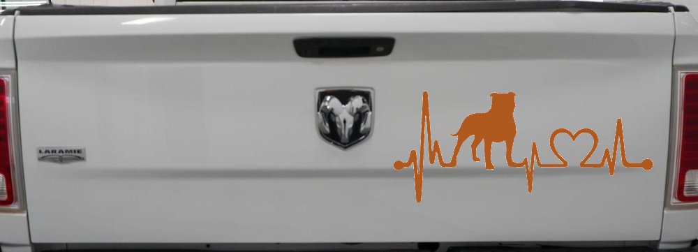 Pit Bull Pitbull Love Heartbeat Lifeline Monitor Car or Truck Window Vinyl Decal Sticker (Nut Brown)