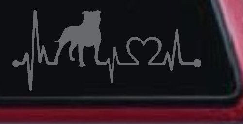 Pit Bull Pitbull Love Heartbeat Lifeline Monitor Car or Truck Window Decal Sticker (Silver)