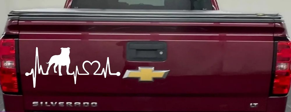 Pit Bull Pitbull Love Heartbeat Lifeline Monitor Car or Truck Window Decal Sticker (White)
